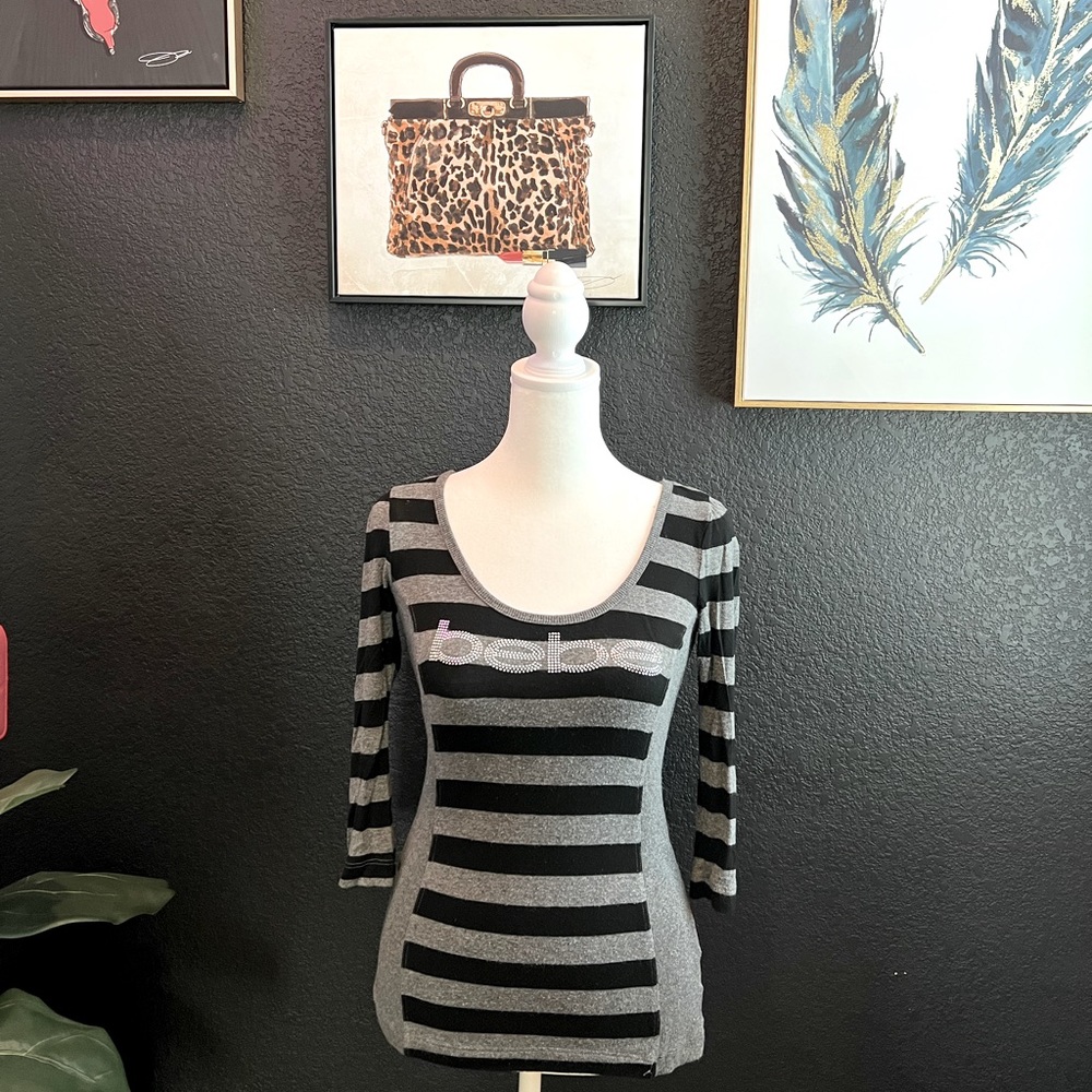 BeBe Striped quarter sleeve shirt